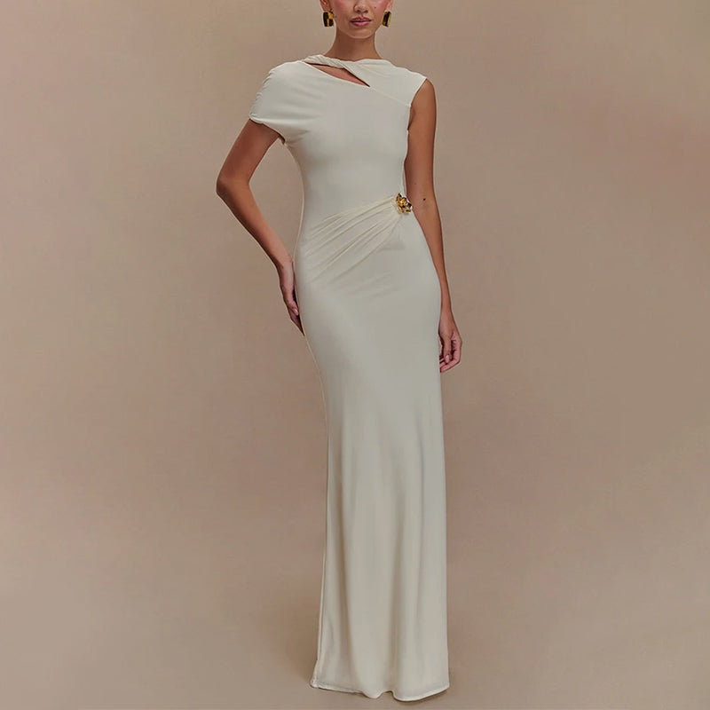 Luna שמלת ערב עם חיתוך ועיטור זהב