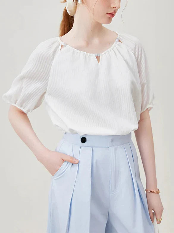 Matilda חולצה קיצית בעיצוב חלול בצוואר