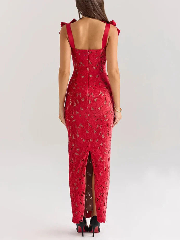 Enya שמלת מקסי תחרה אלגנטית