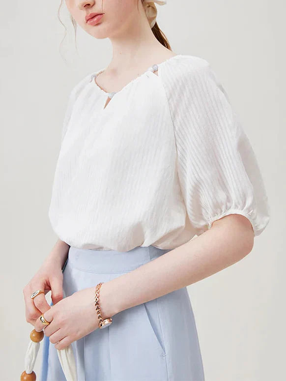 Matilda חולצה קיצית בעיצוב חלול בצוואר