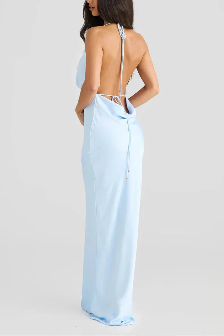 Tiana שמלת מקסי סאטן עם גב חשוף